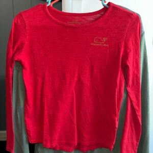 Vineyard Vines Girls' Red Long-Sleeve Crewneck Tee